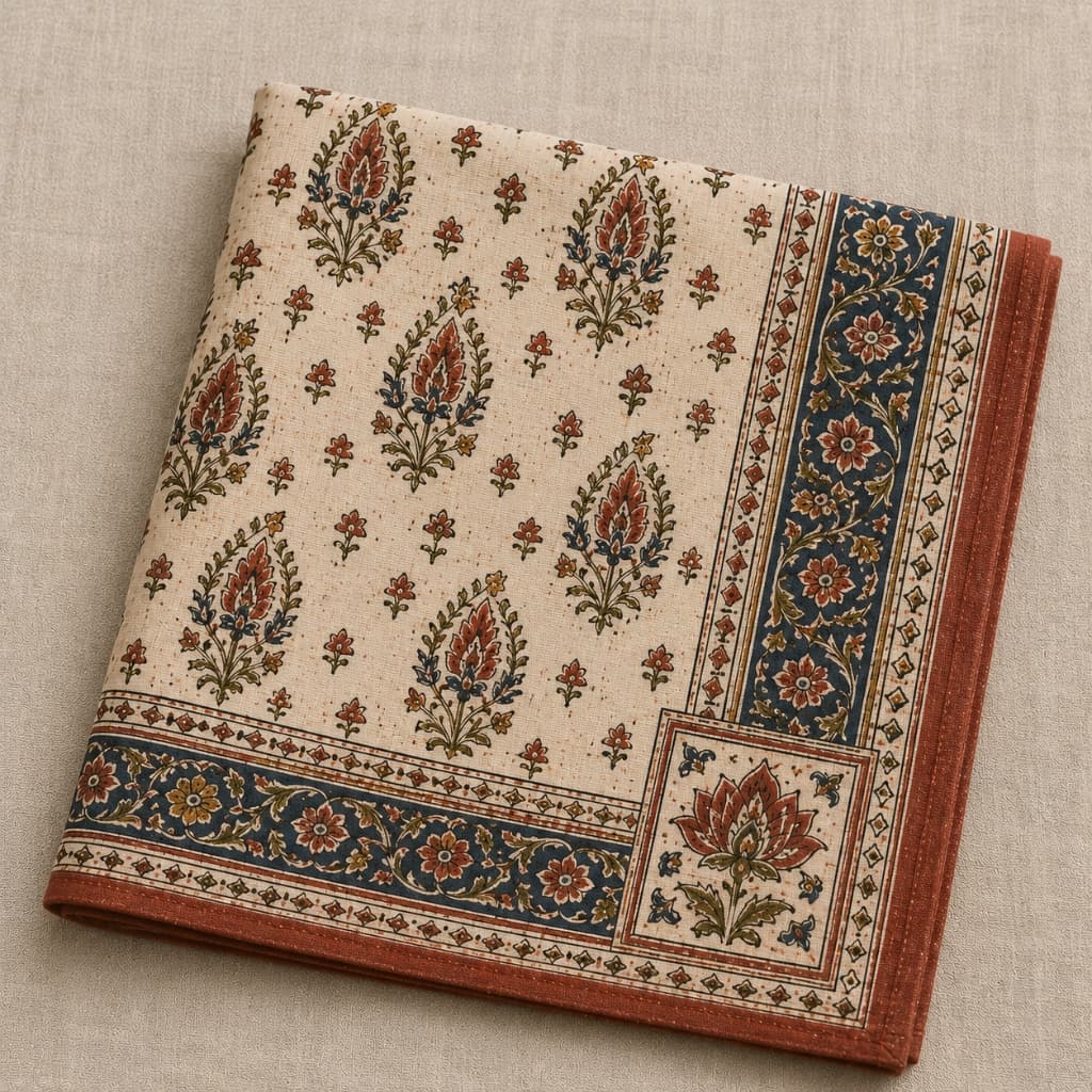 Kalka Imperial Paisley & Blooming Lotus Jaal Cotton Napkin Set - Main View