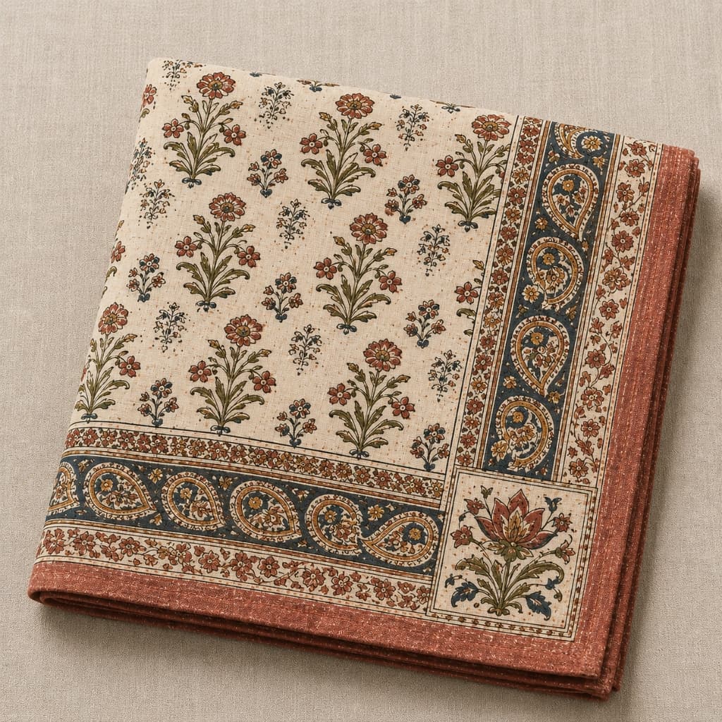 Padmakshi Madder Rose & Sage Shrub Sprig Cotton Napkin Set - Main View